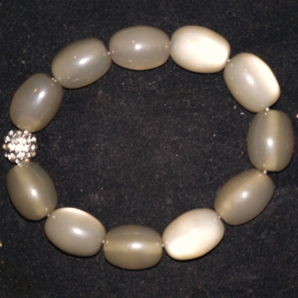 TaLborts Grey Cat's Eye Bead Necklace Bracelet Se